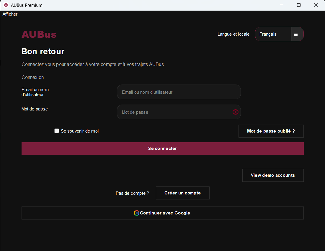 Full French localization of the login screen