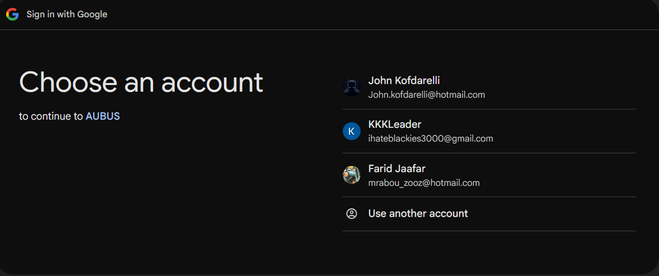 Google OAuth account picker